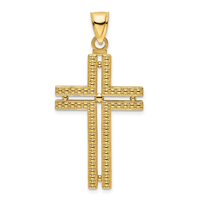 Necklaces TreasureFineJewelers 14K Polished Beaded Cross Pendant