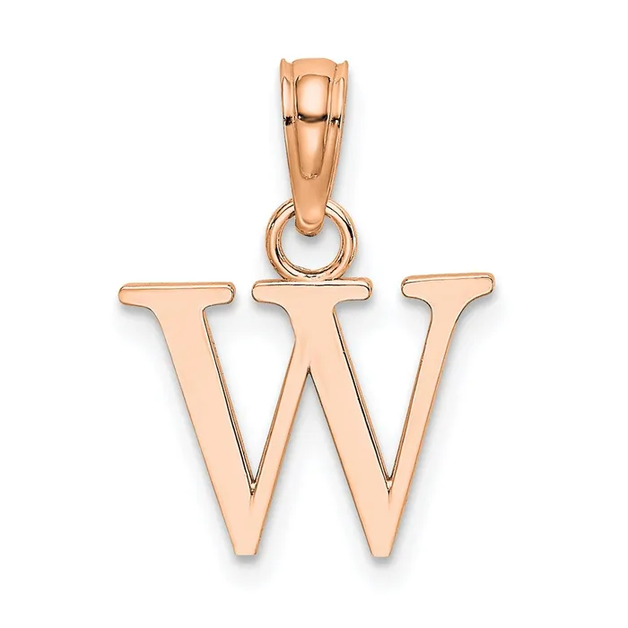 Necklaces TreasureFineJewelers 14K Rose Gold Polished Block Letter W Initial Pendant Necklaces TreasureFineJewelers 14K Rose Gold Polished Block Letter W Initial Pendant