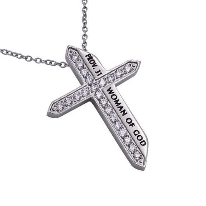 North Arrow Shop Necklaces WOMAN OF GOD Proverbs 31 Sword of the Spirit Cross Necklace Stainless Steel North Arrow Shop Necklaces WOMAN OF GOD Proverbs 31 Sword of the Spirit Cross Necklace Stainless Steel