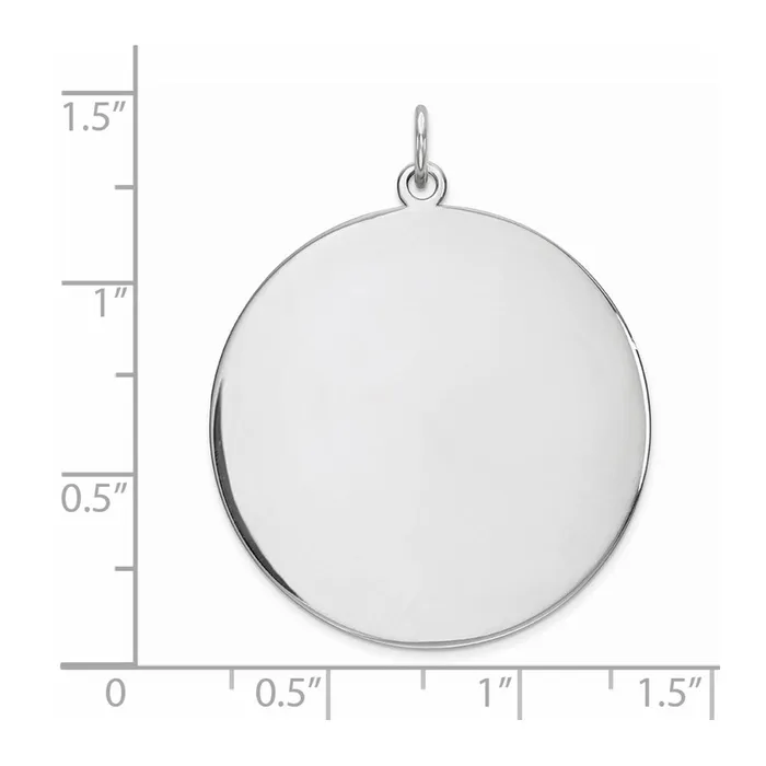 Rings TreasureFineJewelers Sterling Silver Rhodplated Eng Rnd Polish FrontSatin Back Disc Charm