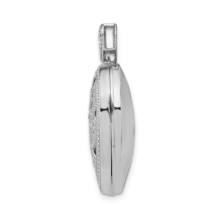 Rings TreasureFineJewelers Sterling Silver Rhodiumplated 24mm w Diamond Vintage Heart Locket
