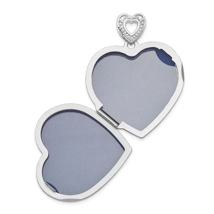 Rings TreasureFineJewelers Sterling Silver Rhodiumplated 24mm w Diamond Vintage Heart Locket