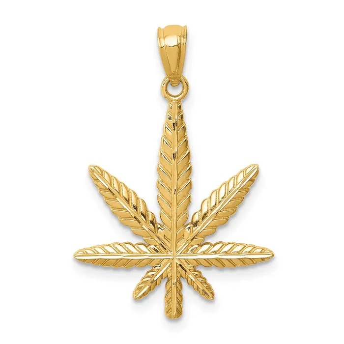 TreasureFineJewelers 14K Leaf Pendant Necklaces