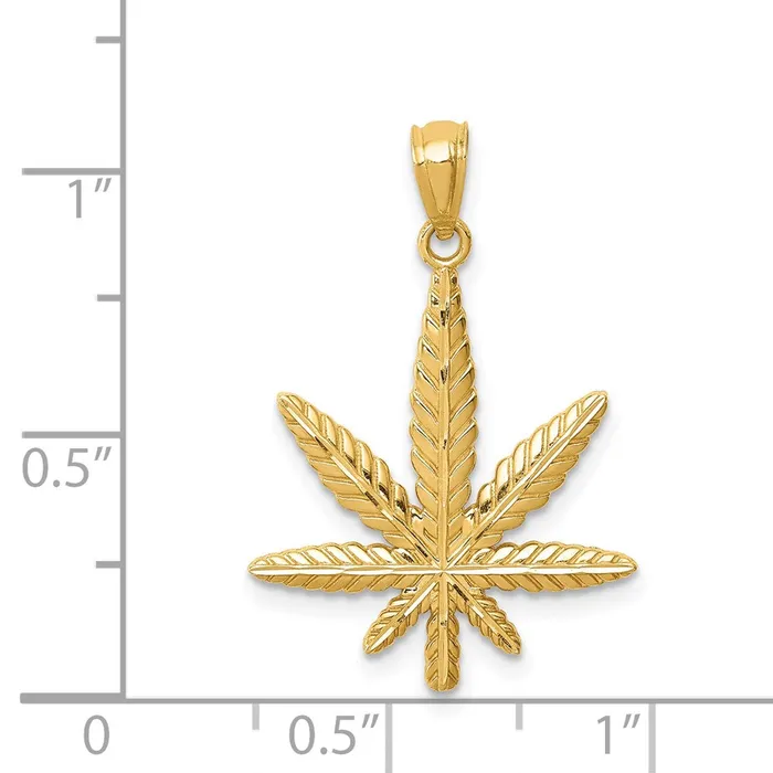 TreasureFineJewelers 14K Leaf Pendant Necklaces