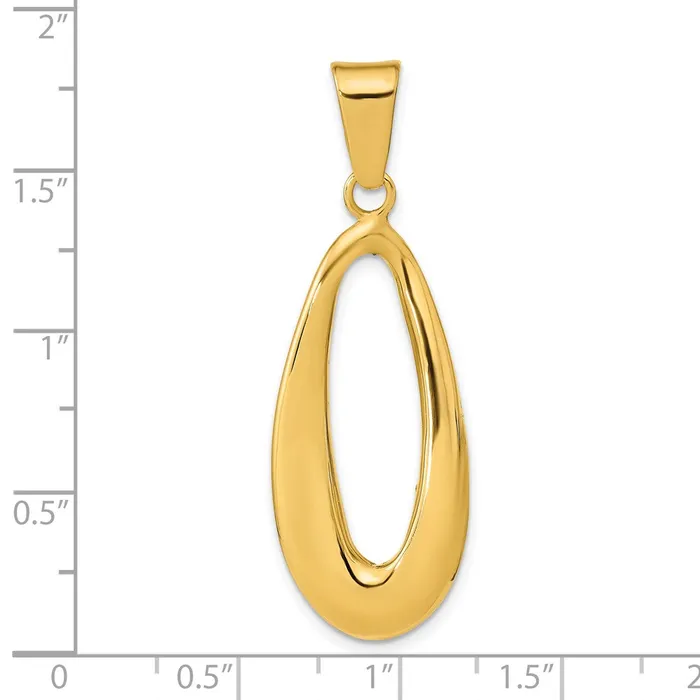 TreasureFineJewelers 14k Polished Hollow Oval Pendant Necklaces