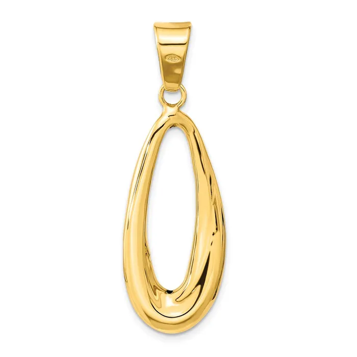 TreasureFineJewelers 14k Polished Hollow Oval Pendant Necklaces