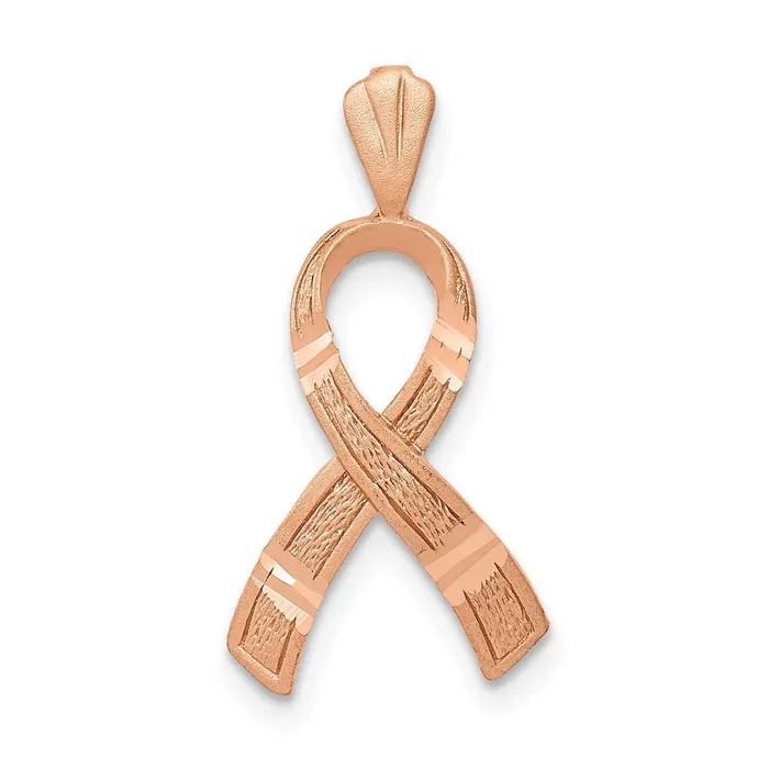 TreasureFineJewelers 14k Rose Gold Diamondcut Awareness Pendant Necklaces
