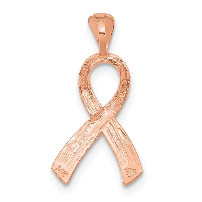 TreasureFineJewelers 14k Rose Gold Diamondcut Awareness Pendant Necklaces
