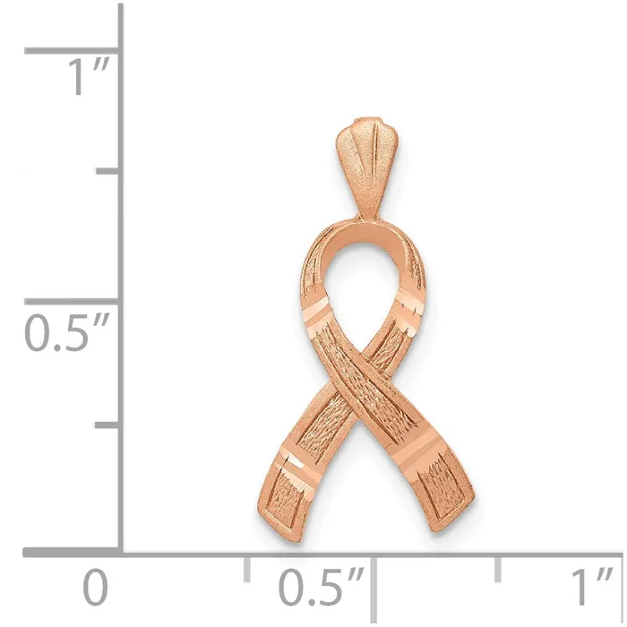 TreasureFineJewelers 14k Rose Gold Diamondcut Awareness Pendant Necklaces