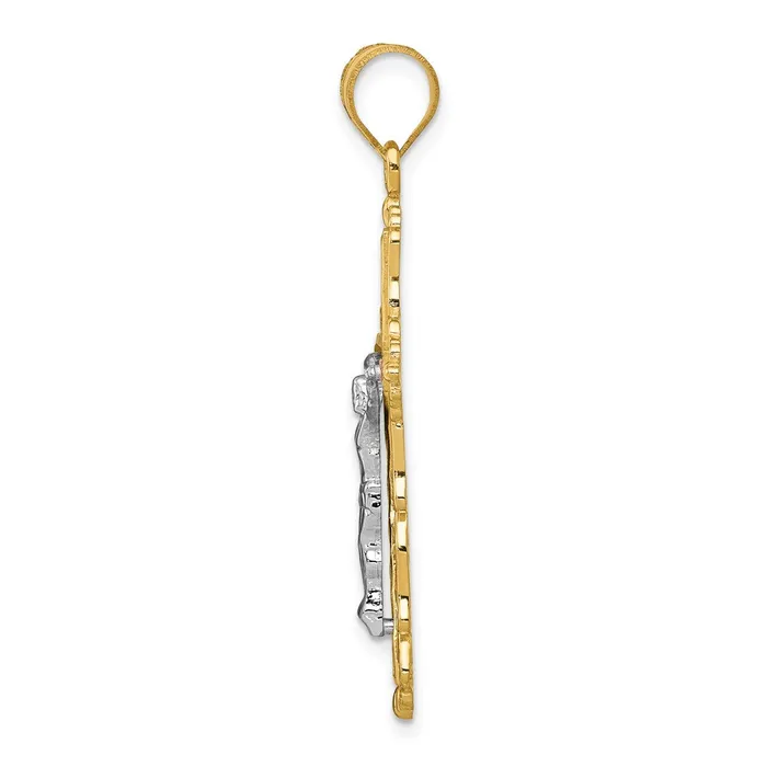 TreasureFineJewelers 14K Tricolor Diamondcut Crucifix Pendant Necklaces