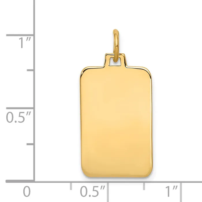 TreasureFineJewelers Charm Necklaces 14k Yellow Gold Plain 009 Gauge Engravable Rectangular Disc Charm