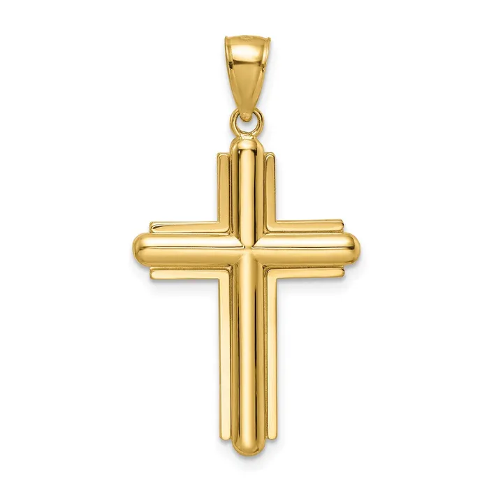 TreasureFineJewelers Necklaces 14k Beveled Cross Pendant