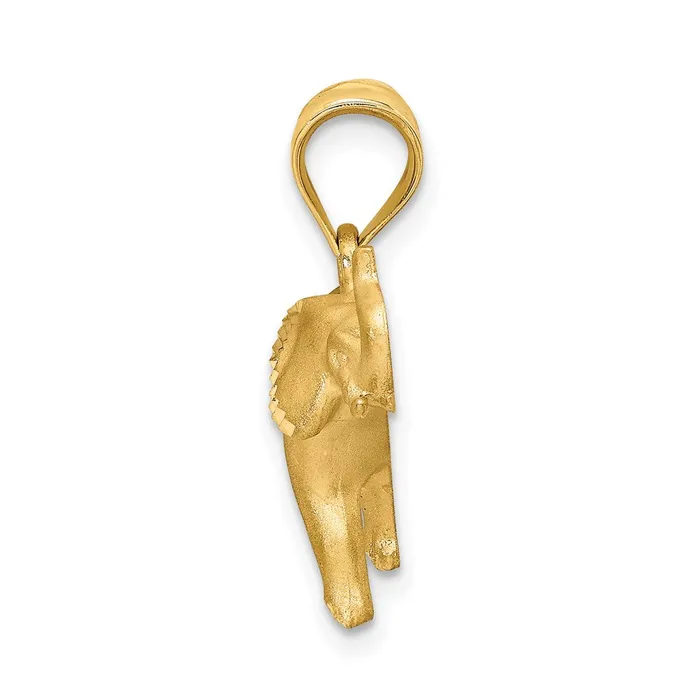 TreasureFineJewelers Necklaces 14K Brushed Diamondcut Elephant Pendant