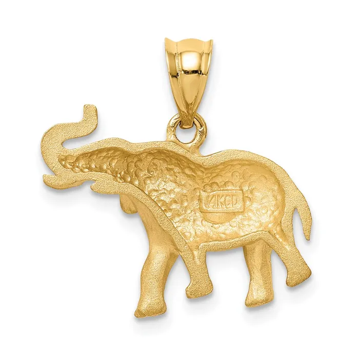 TreasureFineJewelers Necklaces 14K Brushed Diamondcut Elephant Pendant