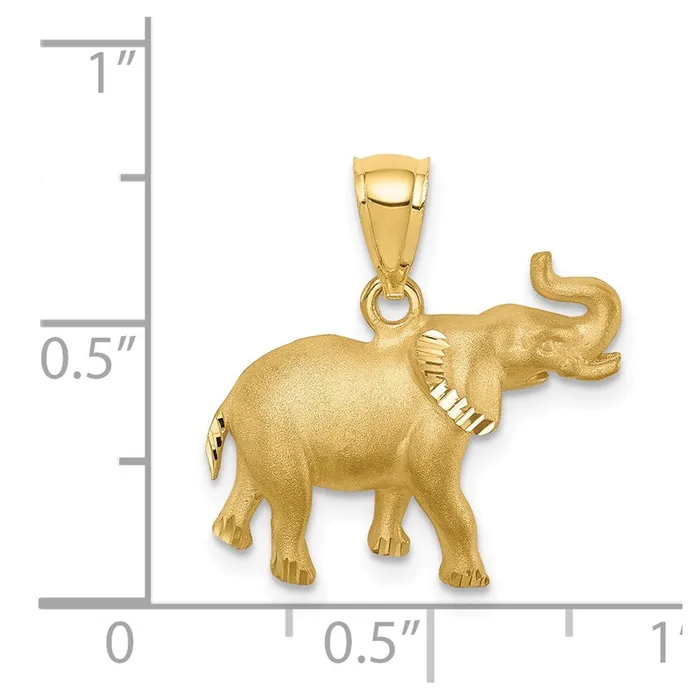 TreasureFineJewelers Necklaces 14K Brushed Diamondcut Elephant Pendant