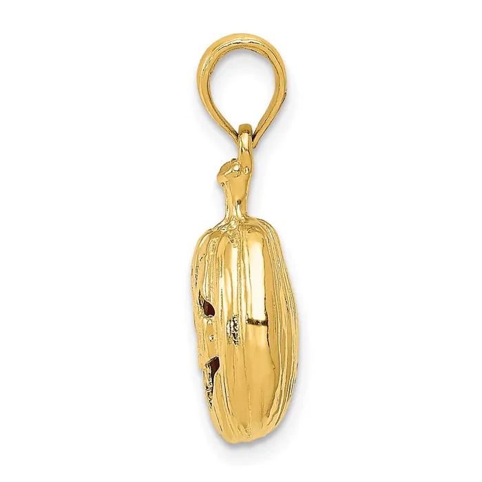 TreasureFineJewelers Necklaces 14k Enameled Inside 3D CutOut Pumpkin Pendant