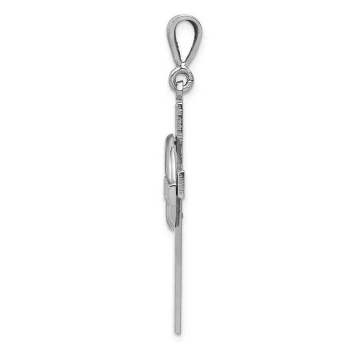 TreasureFineJewelers Necklaces 14k White Gold Claddagh Cross Pendant