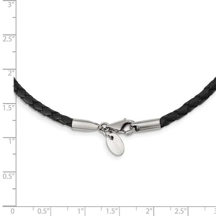 TreasureFineJewelers Necklaces Chisel 3mm Genuine Leather Weave 18 inch Necklace