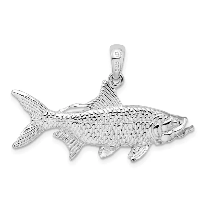 TreasureFineJewelers Necklaces Sterling Silver Polished 3D Oxeye Tarpon Fish Pendant