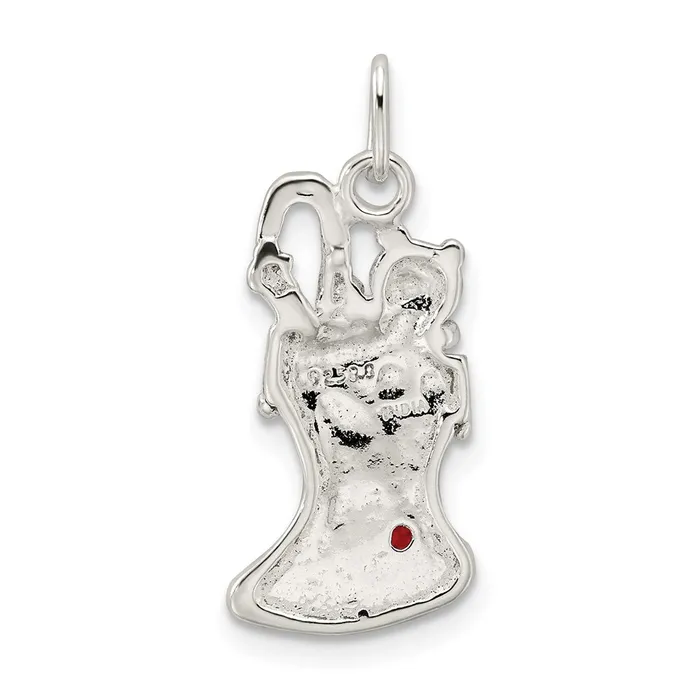 TreasureFineJewelers Necklaces Sterling Silver Polished Enamel Christmas Stocking Pendant