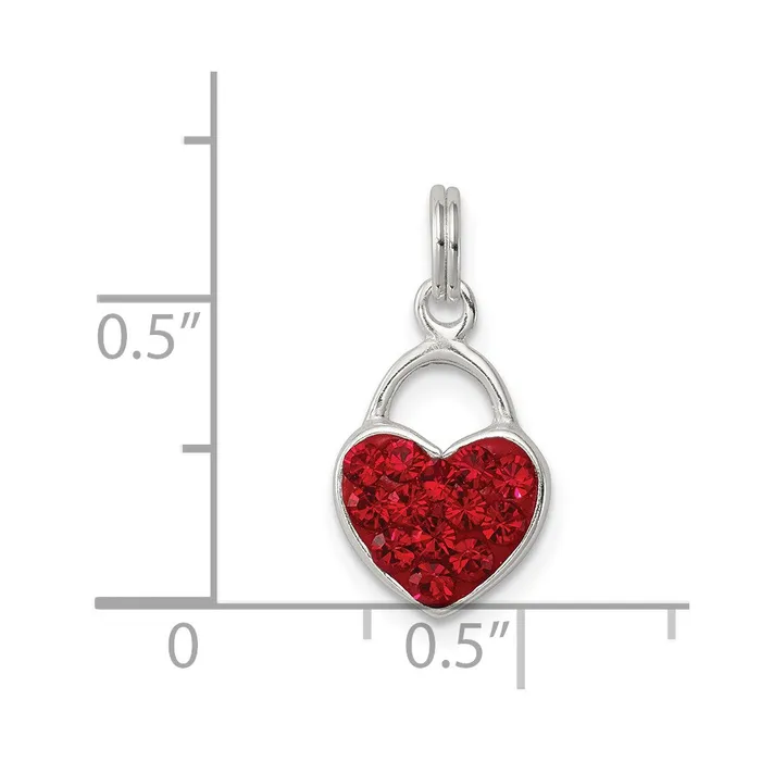 TreasureFineJewelers Necklaces Sterling Silver Red Stellux Crystal Polished Heart Pendant