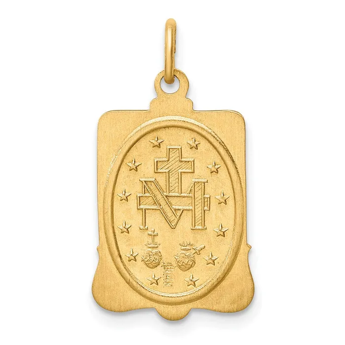 TreasureFineJewelers PreStyled Sets 14k Yellow Gold Solid PolishedSatin Rectangle Framed Miraculous Medal