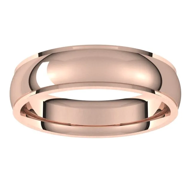 TreasureFineJewelers Rings 14K Rose Gold 5 mm Half Round Edge Comfort Fit Wedding Band