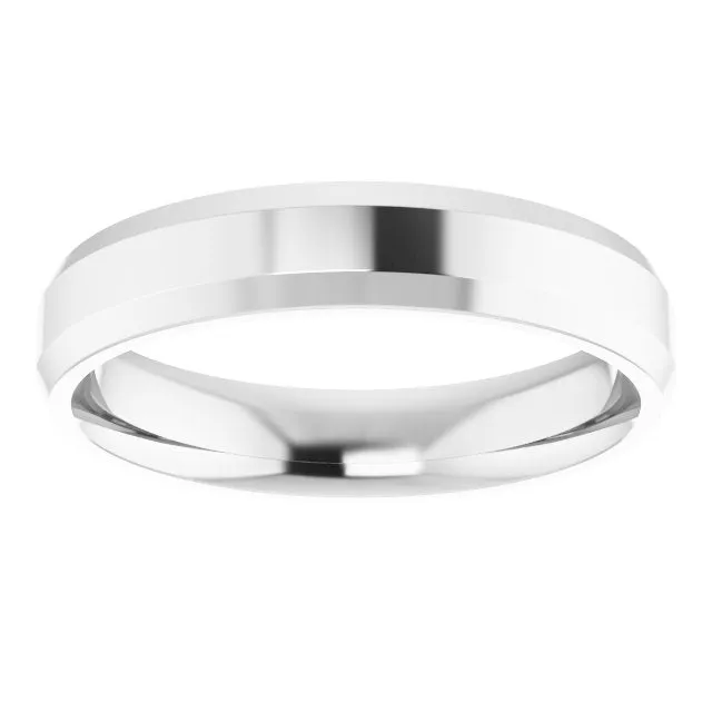 TreasureFineJewelers Rings 18K White 4 mm Beveled Edge Comfort Fit Light Band
