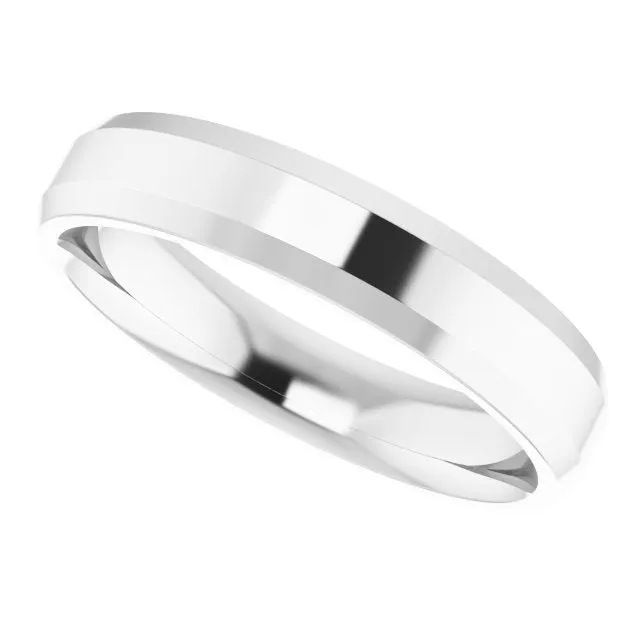 TreasureFineJewelers Rings 18K White 4 mm Beveled Edge Comfort Fit Light Band