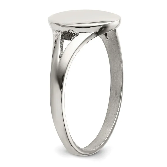 TreasureFineJewelers Rings Stainless Steel Polished Oval Disc Ring
