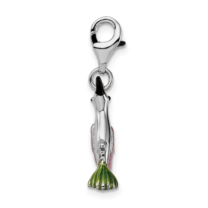 TreasureFineJewelers Rings Sterling Silver Amore La Vita Rhodiumpl Enameled Hummingbird Charm