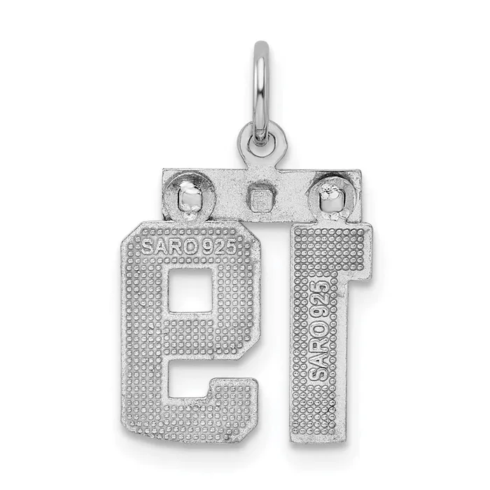 TreasureFineJewelers Rings Sterling Silver Rhodiumplated Diamondcut 19 Charm