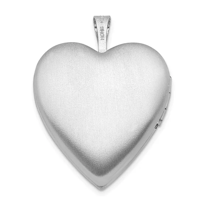 TreasureFineJewelers Rings Sterling Silver Rhodiumplated Diamond Star SatinPolished Heart Locket