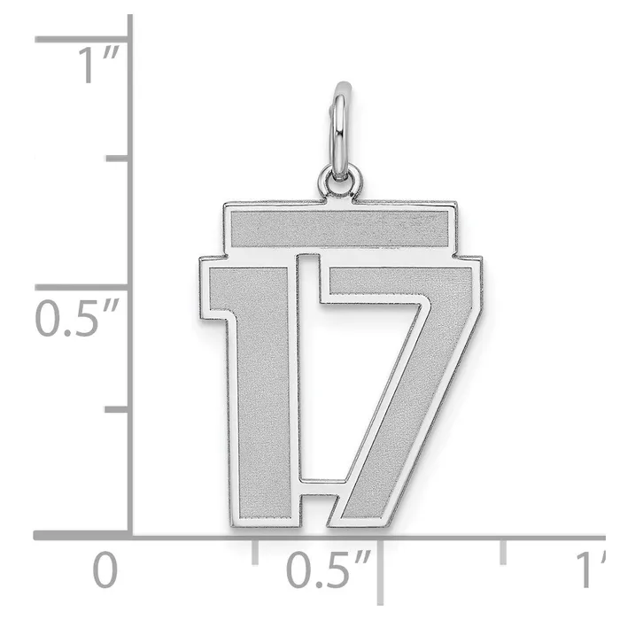 TreasureFineJewelers Rings Sterling SilverRhodiumplated Satin Number 17 Charm