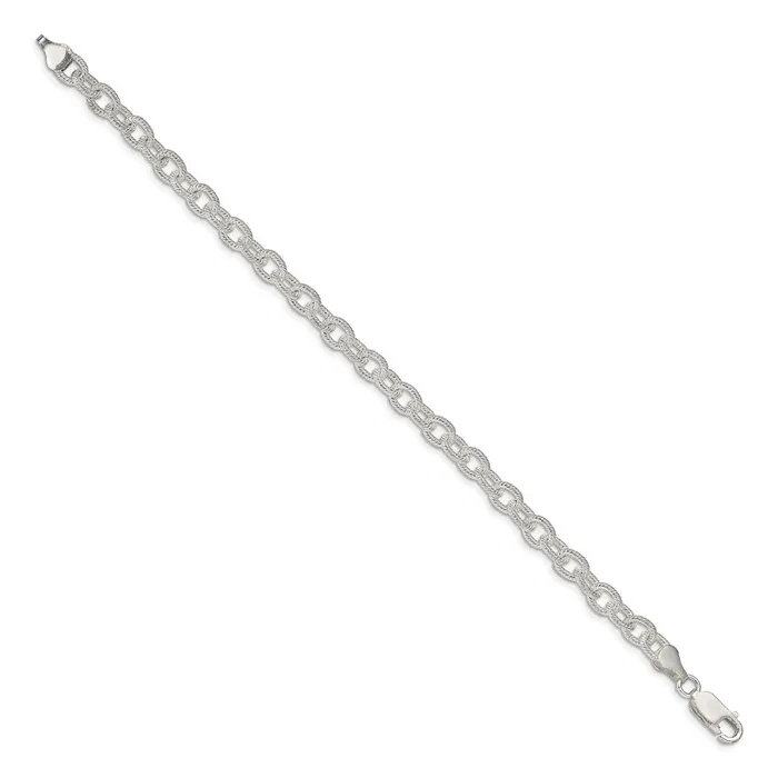 TreasureFineJewelers Sterling Silver 625mm Fancy Patterned Rolo Chain Rings
