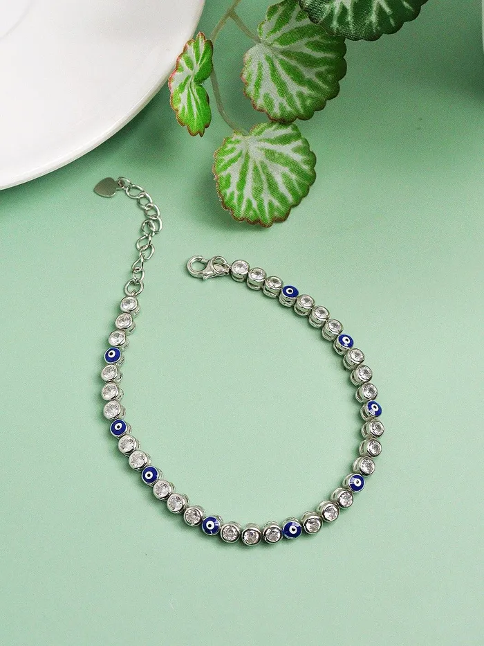 Bracelets Curio Cottage 925 Silver Evil Eye Charm Stone Bracelet Bracelets Curio Cottage 925 Silver Evil Eye Charm Stone Bracelet