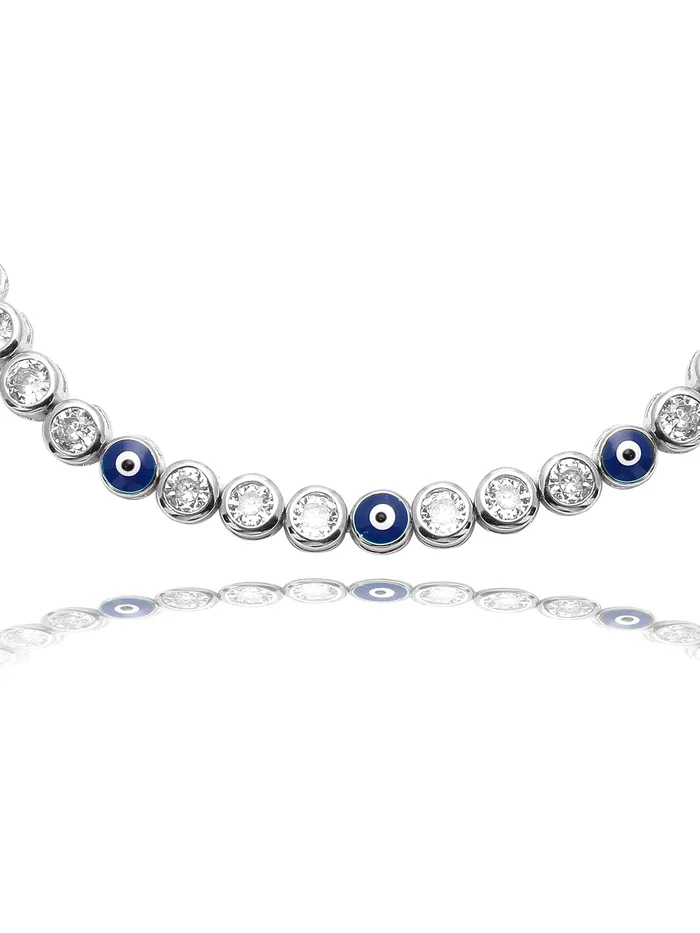 Bracelets Curio Cottage 925 Silver Evil Eye Charm Stone Bracelet Bracelets Curio Cottage 925 Silver Evil Eye Charm Stone Bracelet