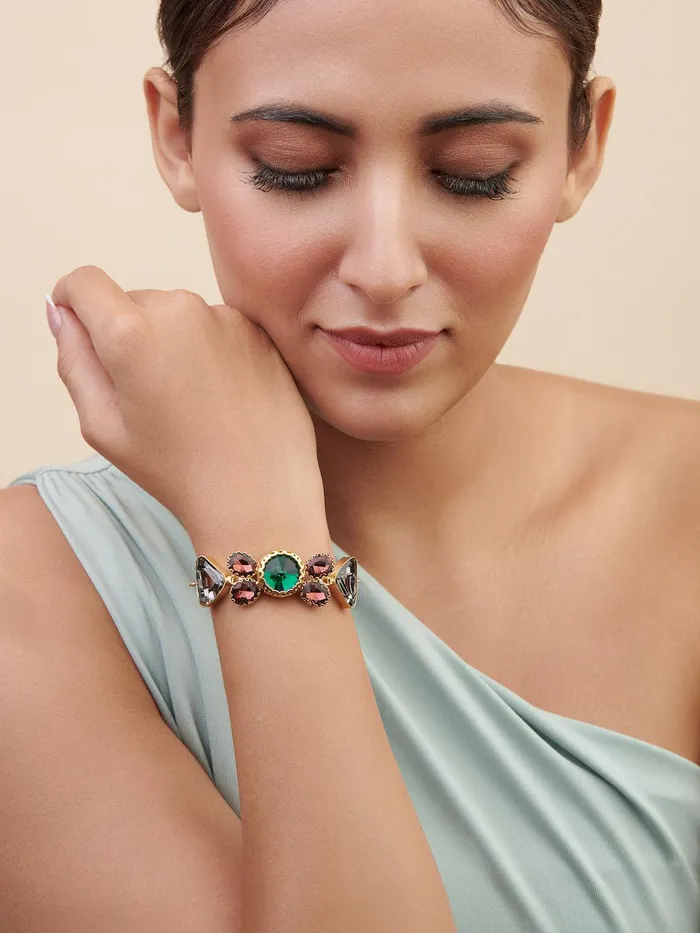 Curio Cottage Aina Green and Red Crystal Adjustable Bracelet Bracelets