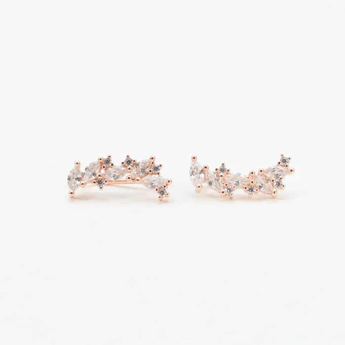 Earrings Silver Lotus Fancy Shape CZ Ear Climbers