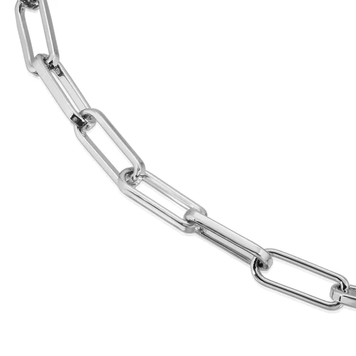 Eklexic Bracelets Rhodium Plated Elongated Link Chain Bracelet