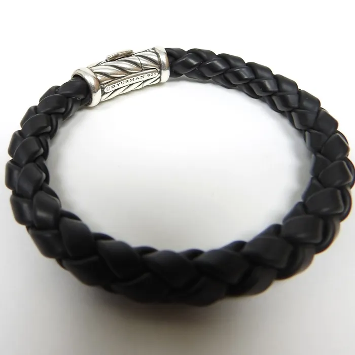 I Miss You MAN Bracelets David Yurman Black Chrevron Rubber Weave Bracelet 8mm Size Large